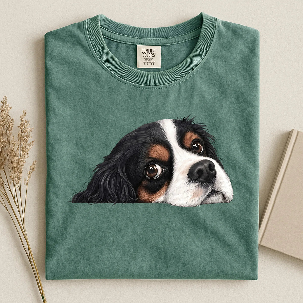 Cavalier Charles King Spaniel Tri-color Face Comfort Color Unisex T-shirt