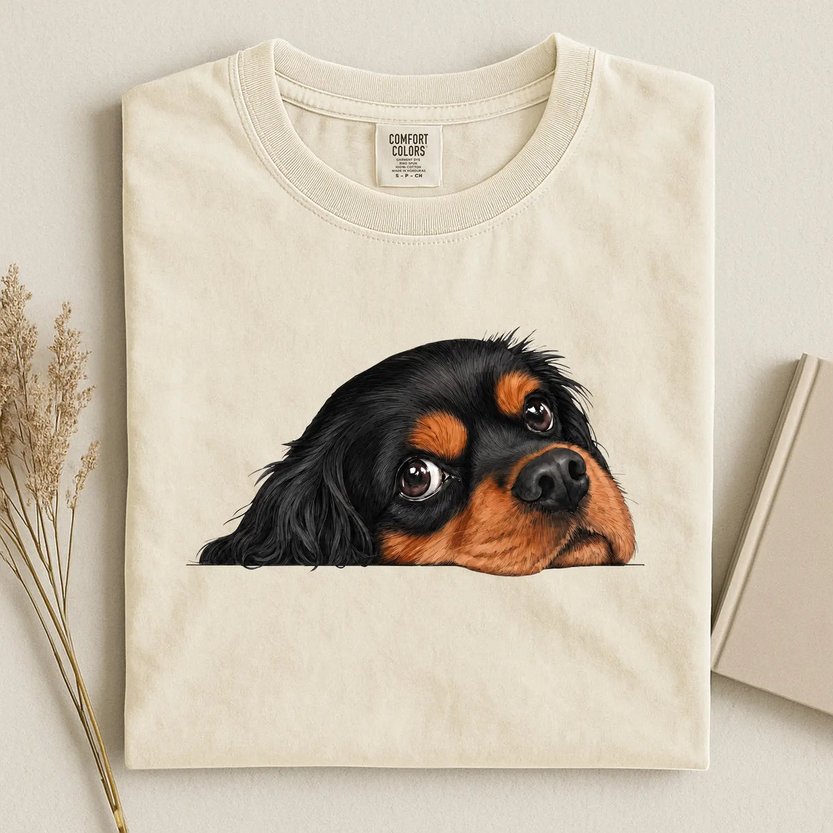 Black And Tan Cavalier King Charles Spaniel Face Comfort Color T-shirt
