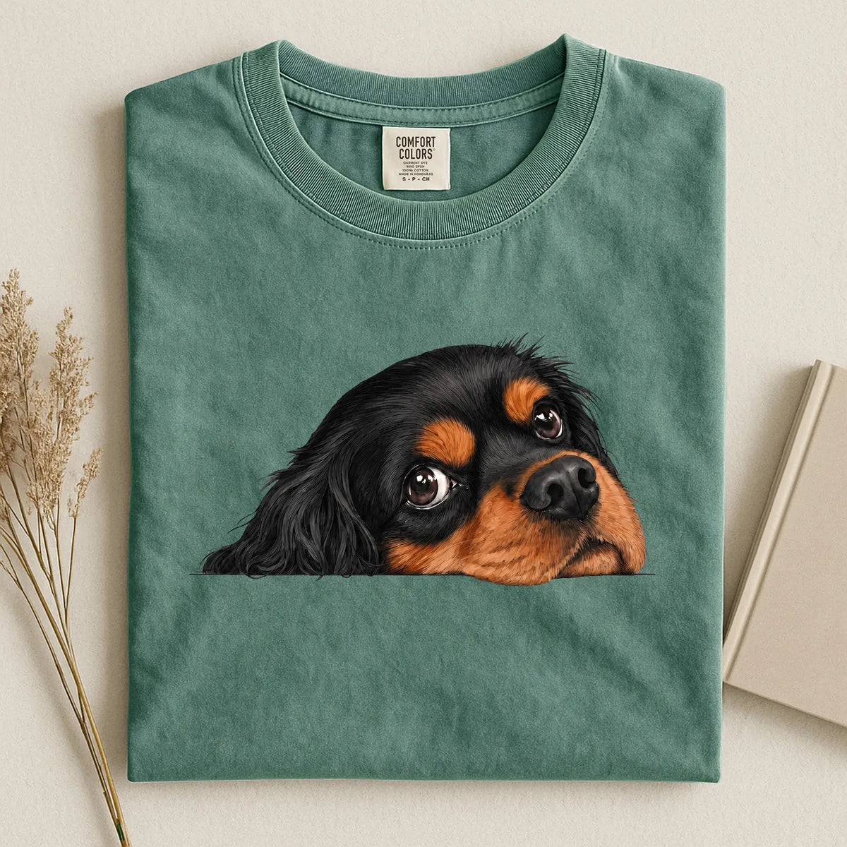 Black And Tan Cavalier King Charles Spaniel Face Comfort Color T-shirt