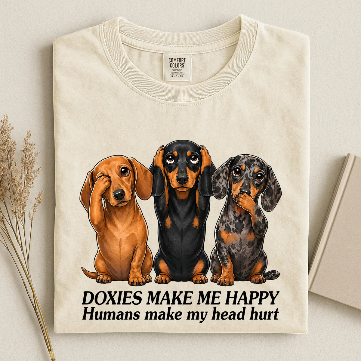 Doxies Make Me Happy Comfort Color Unisex T-shirt