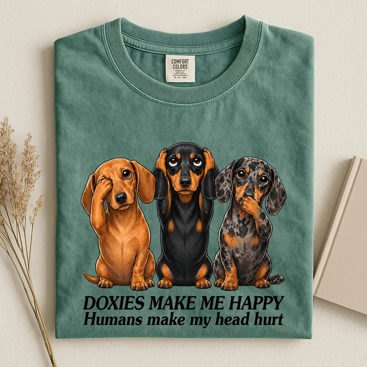 Doxies Make Me Happy Comfort Color Unisex T-shirt