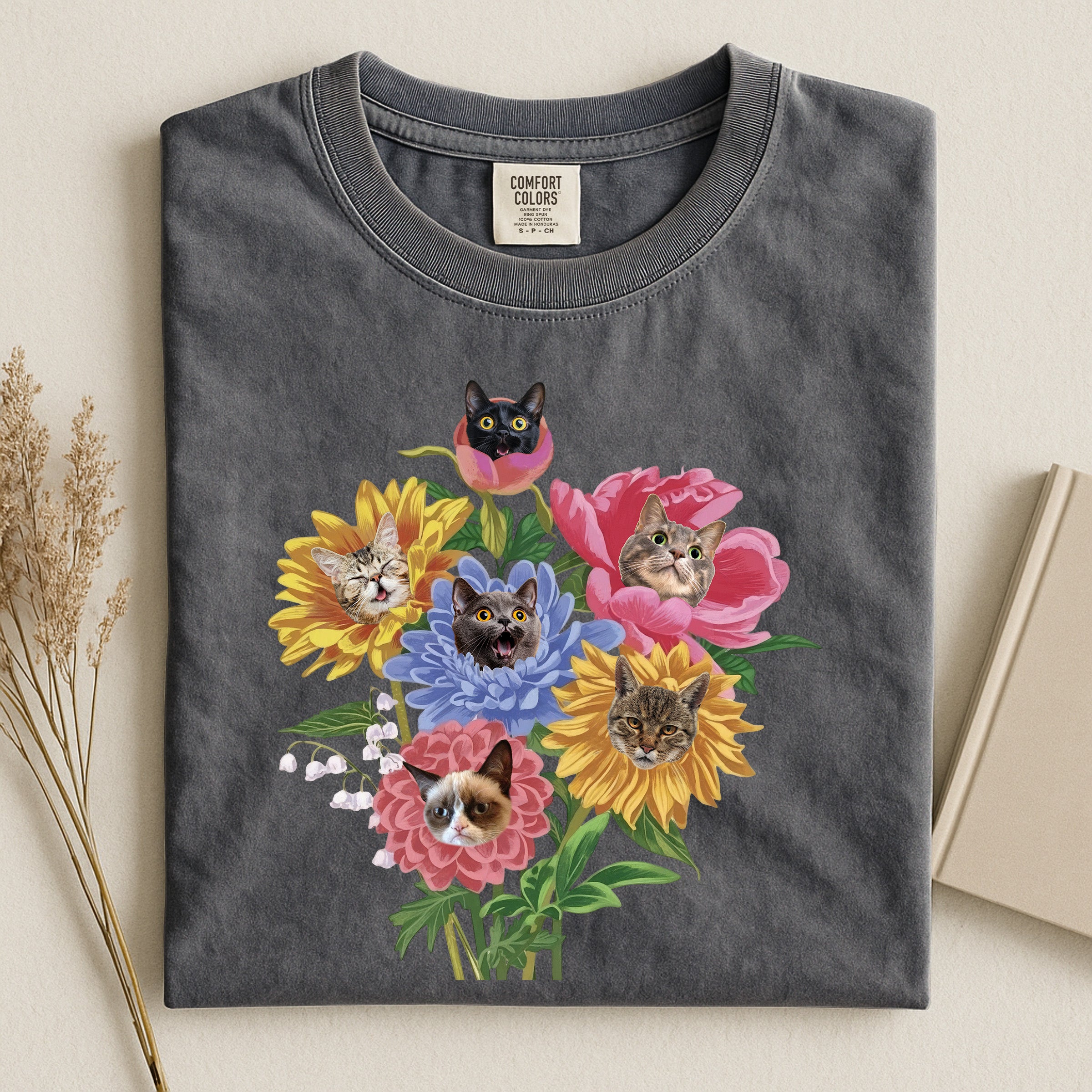 Cat Flower Bouquet Comfort T-shirt