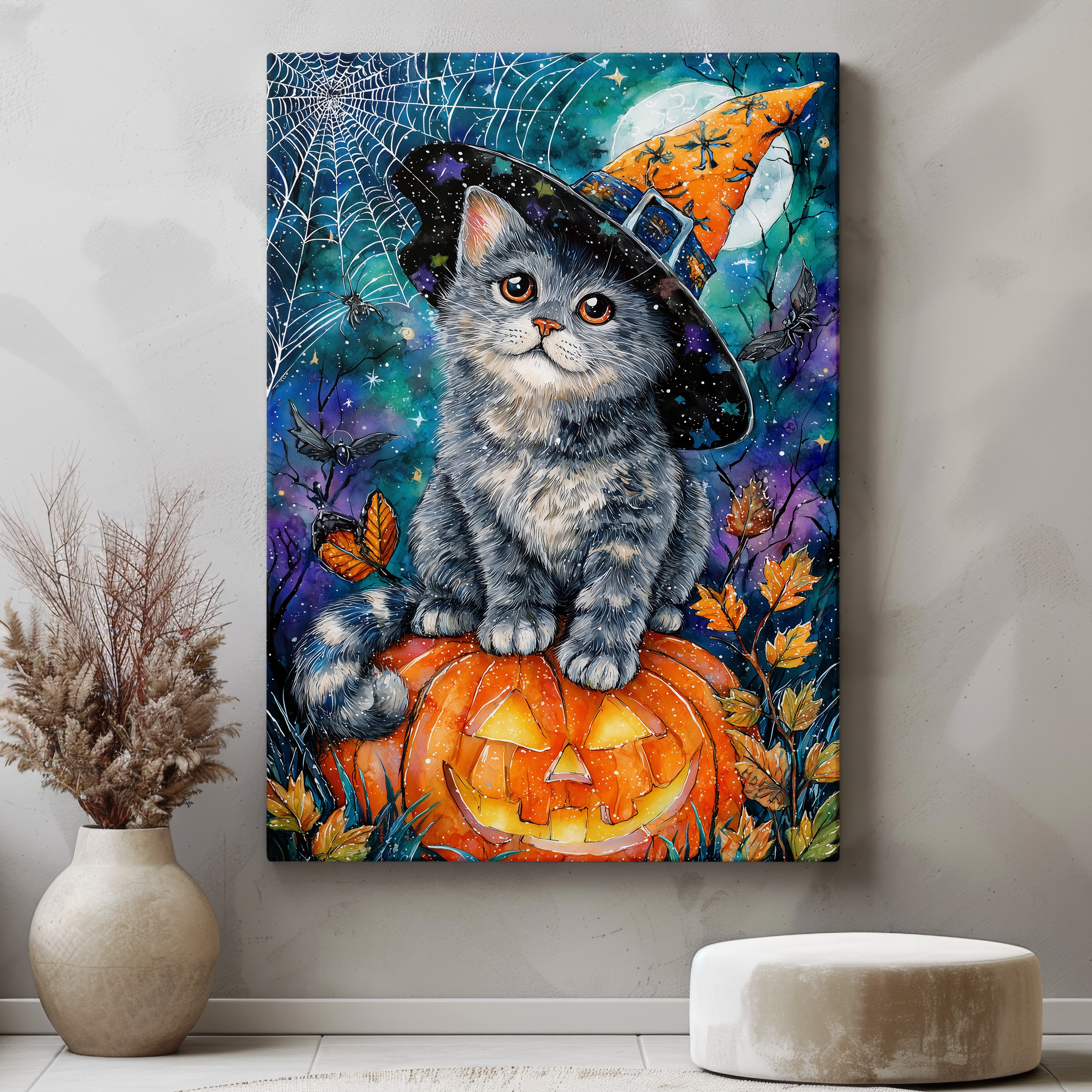 Cat Colorful Halloween Canvas - Best Cat Canvas