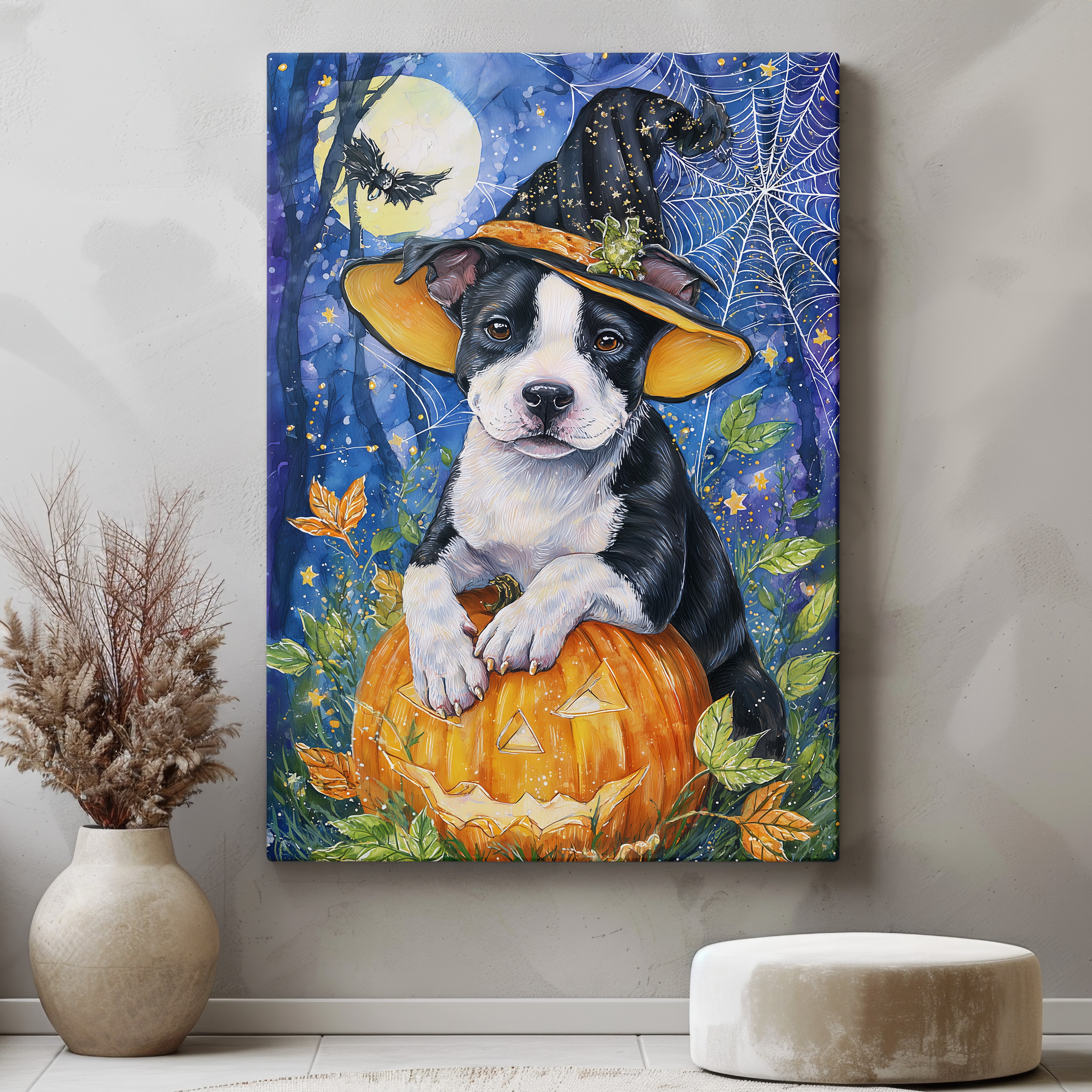 Pitbull Colorful Halloween Canvas - Best Dog Canvas