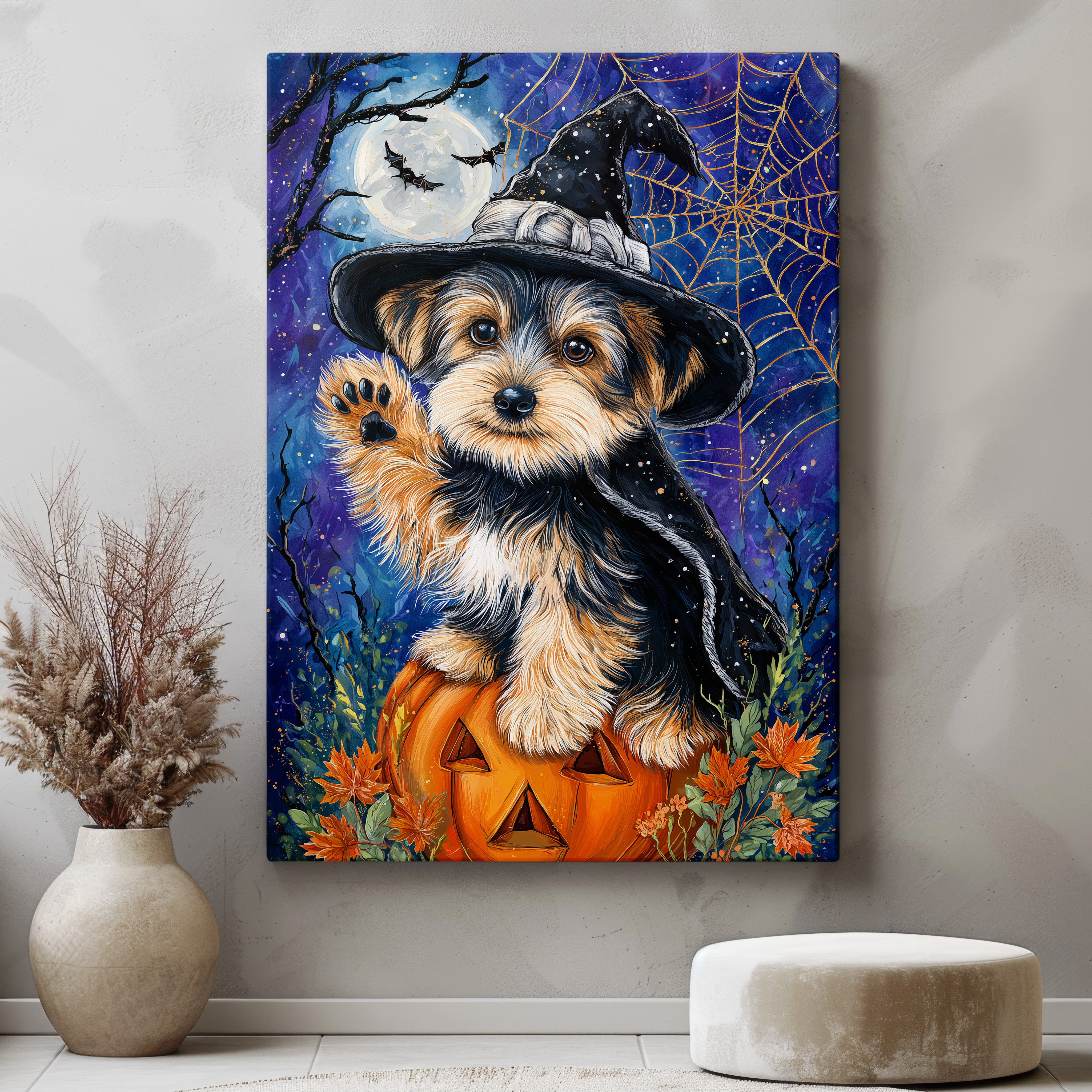 Yorkie Colorful Halloween Canvas - Best dog Canvas