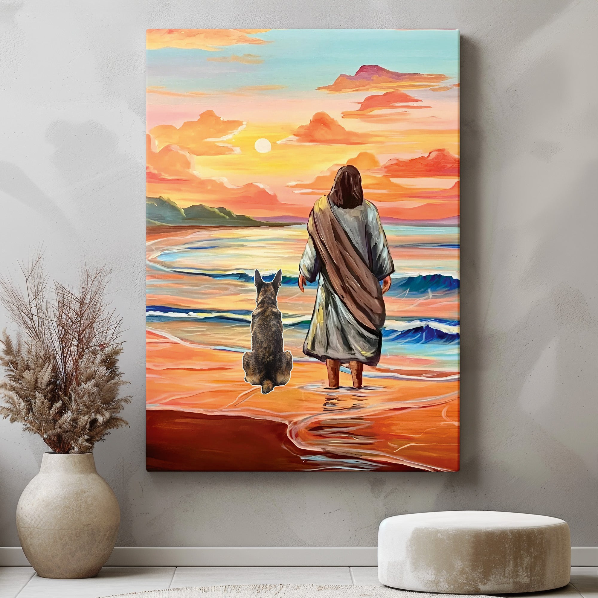 Custom Dog Canvas, Jesus On The Beach