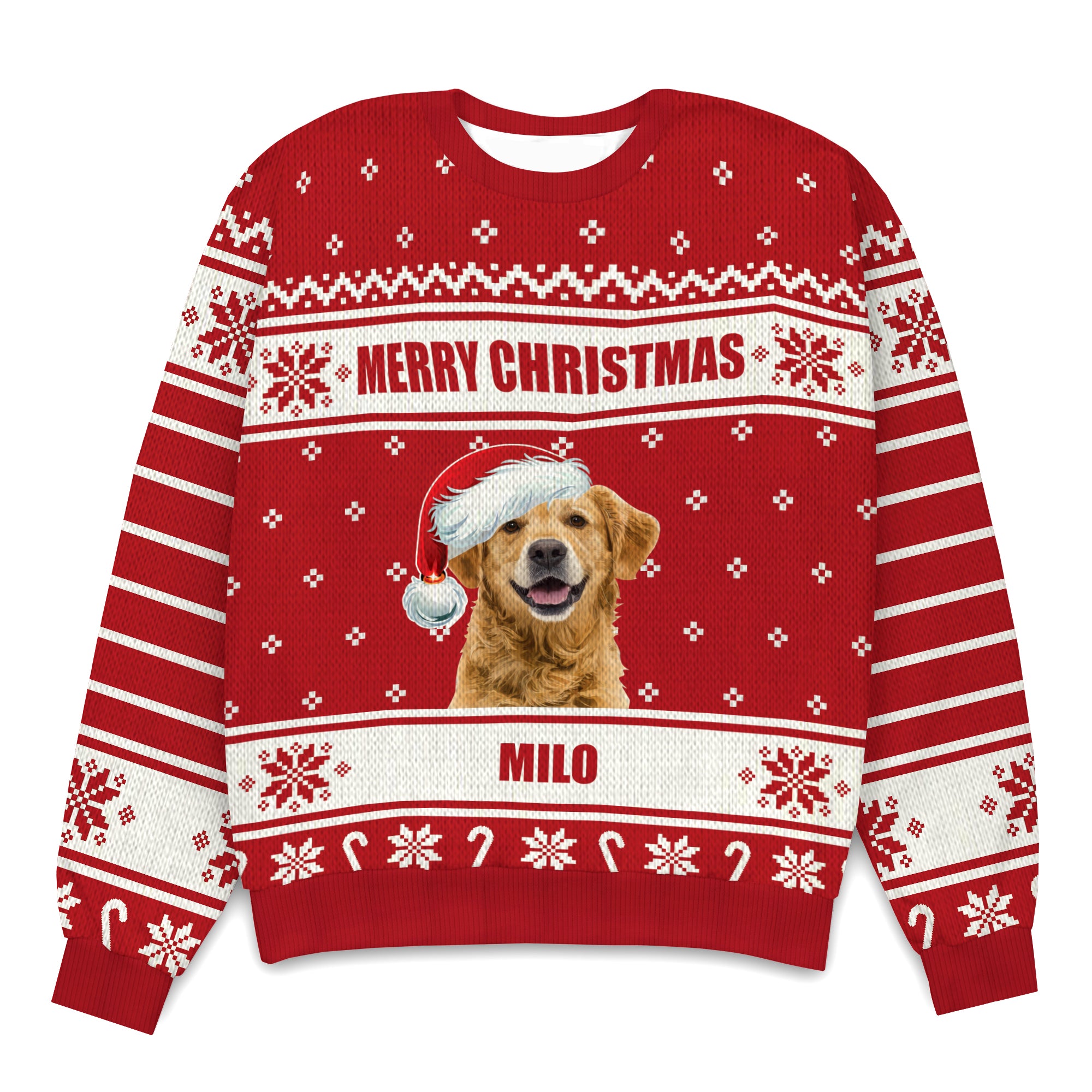 Personalized Dog Merry Christmas Knitted Sweater