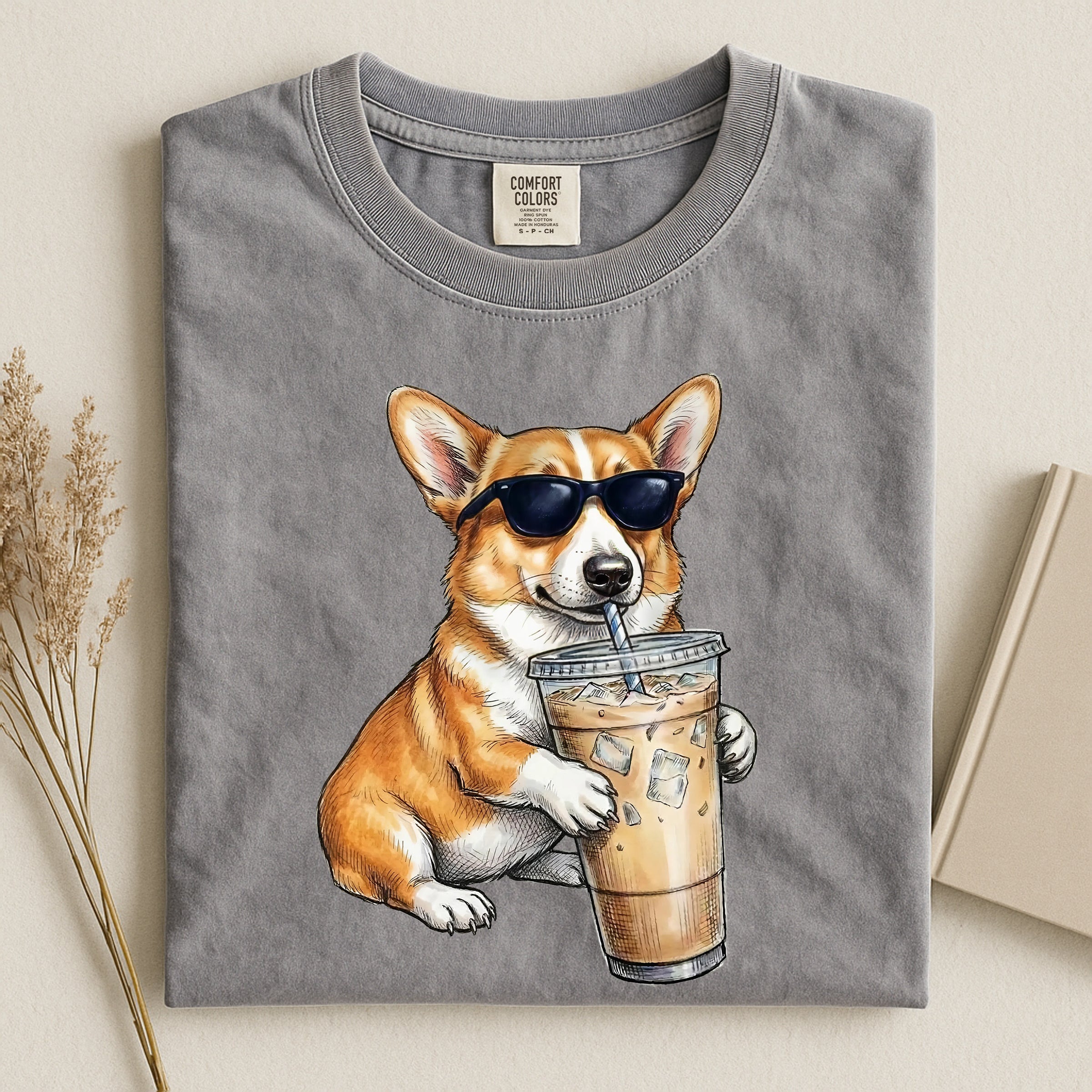 Cool Corgi Drink Coffee