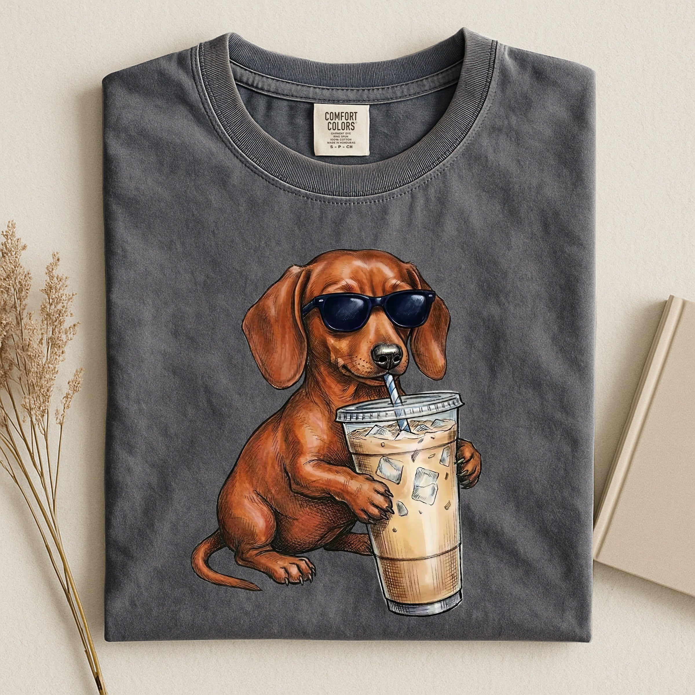 Cool Dachshund Drink Coffee Comfort T-shirt