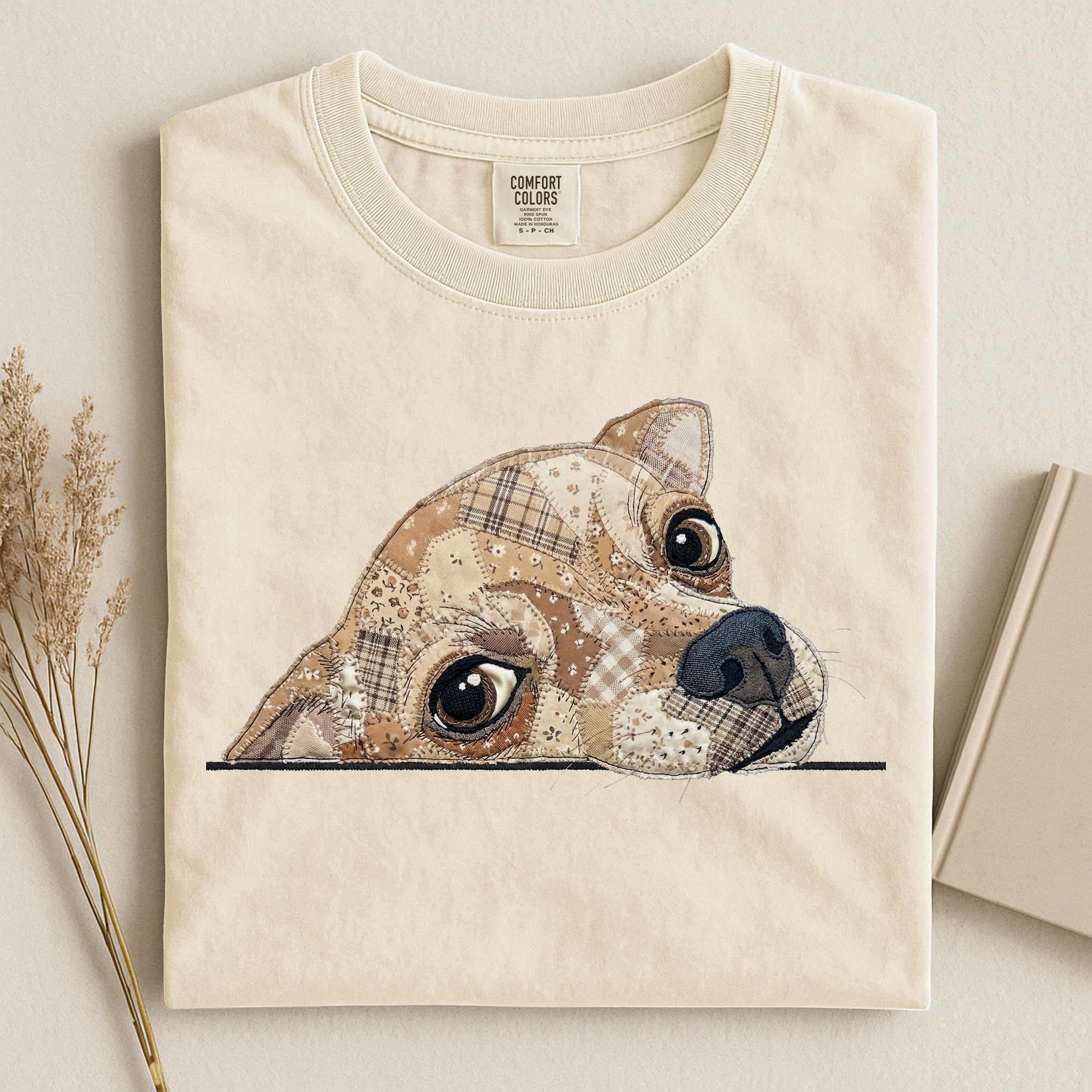 Chihuahua Faux Embroidery Comfort T-shirt