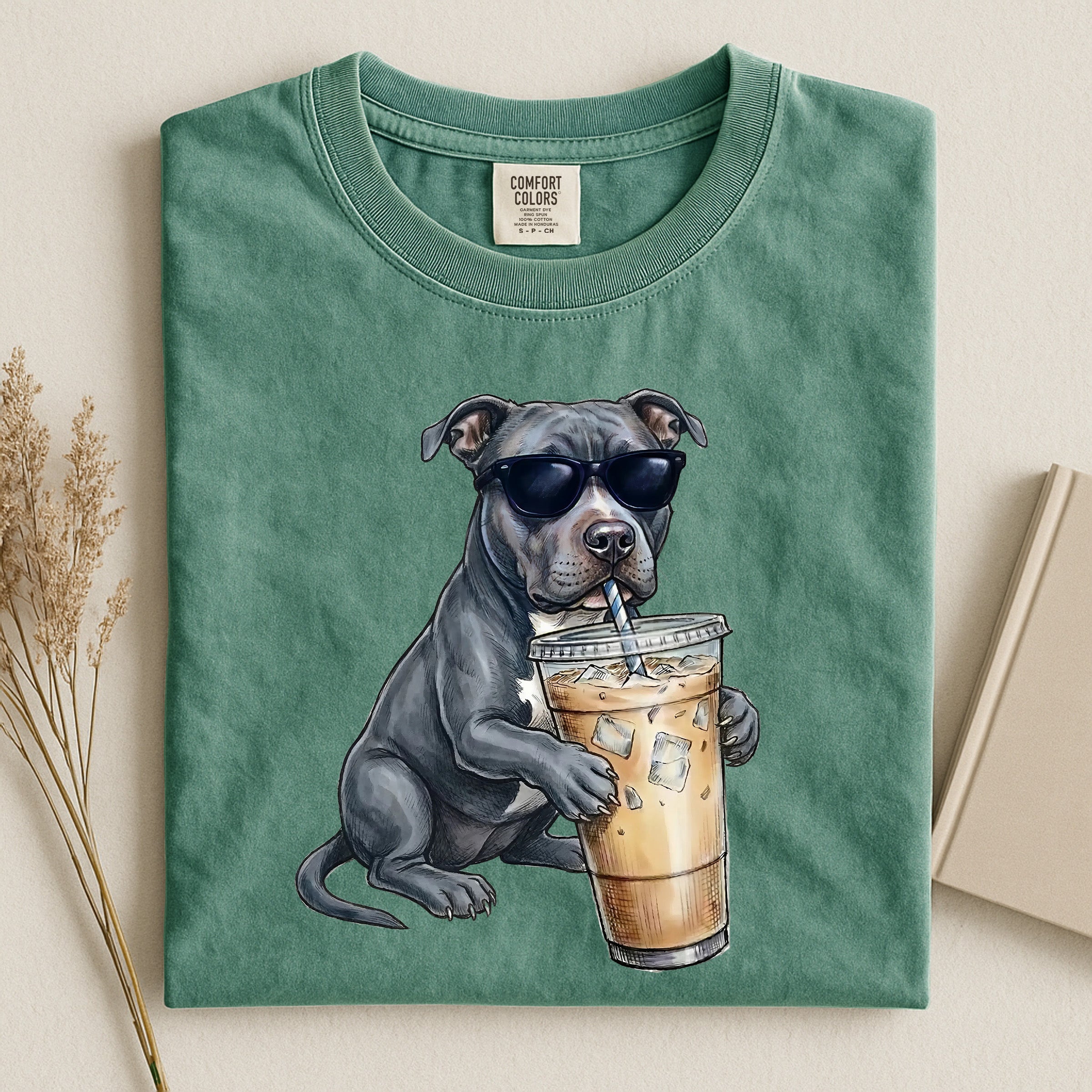 Cool Pitbull Drink Coffee Comfort T-shirt