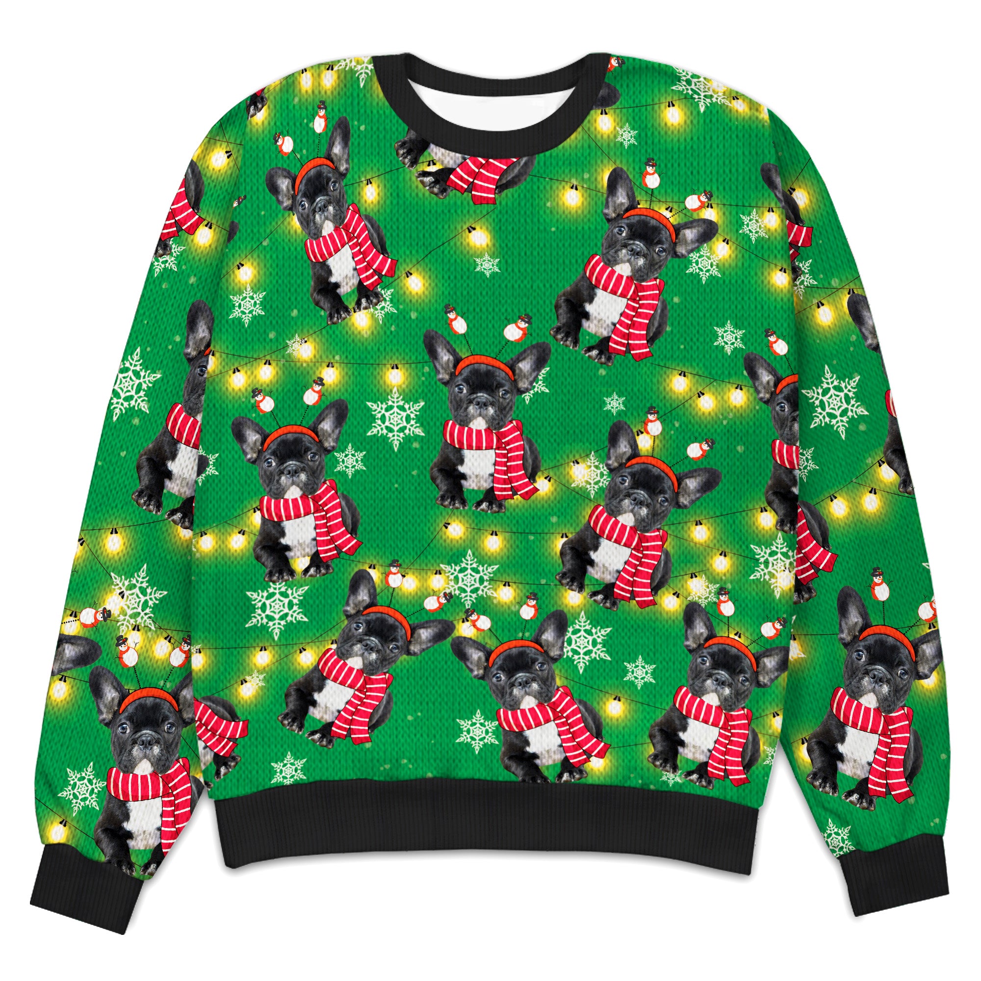 Custom Photo Dog Wearing Scarf Knitted Sweater - Christmas Sweater - Gift For Dog Lovers