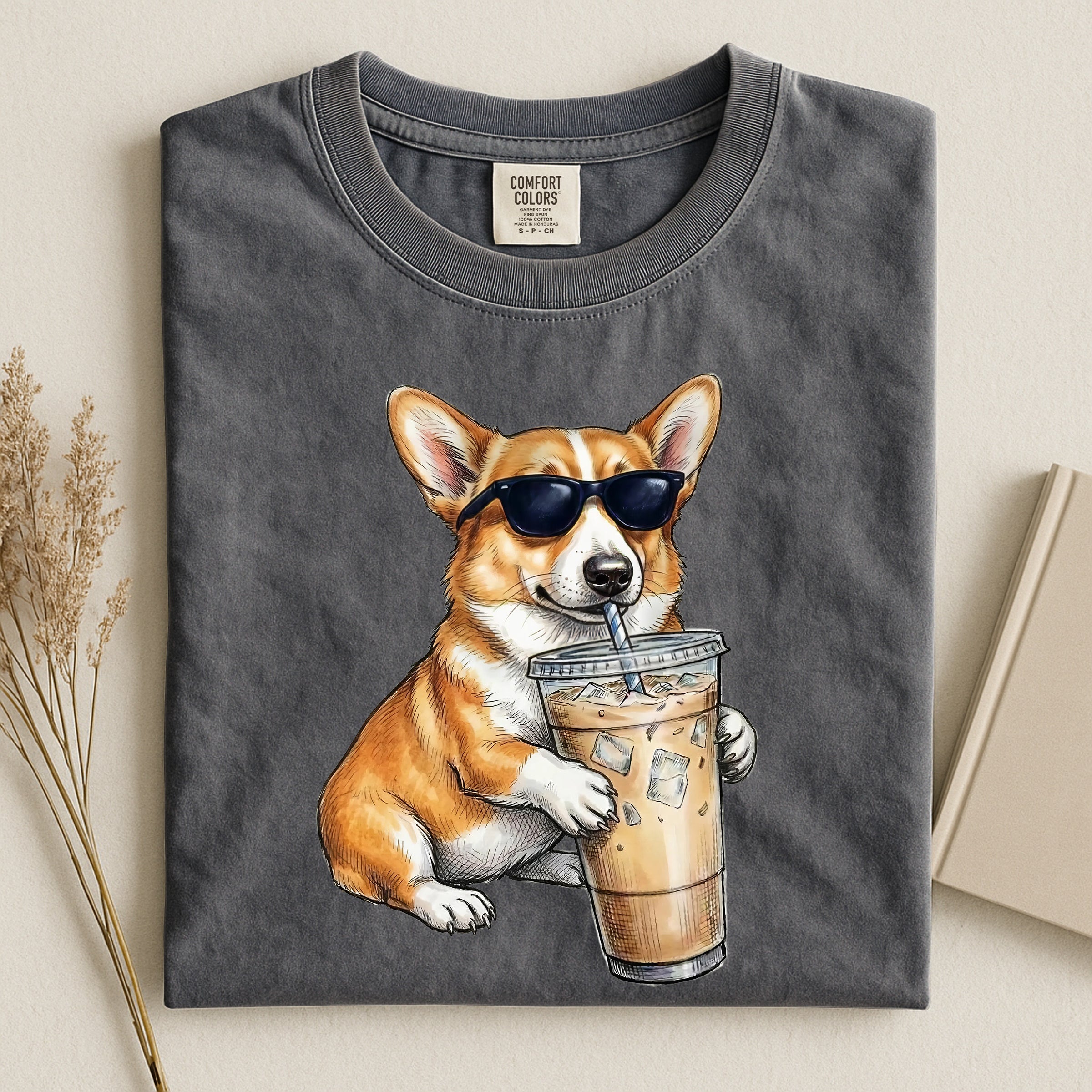 Cool Corgi Drink Coffee