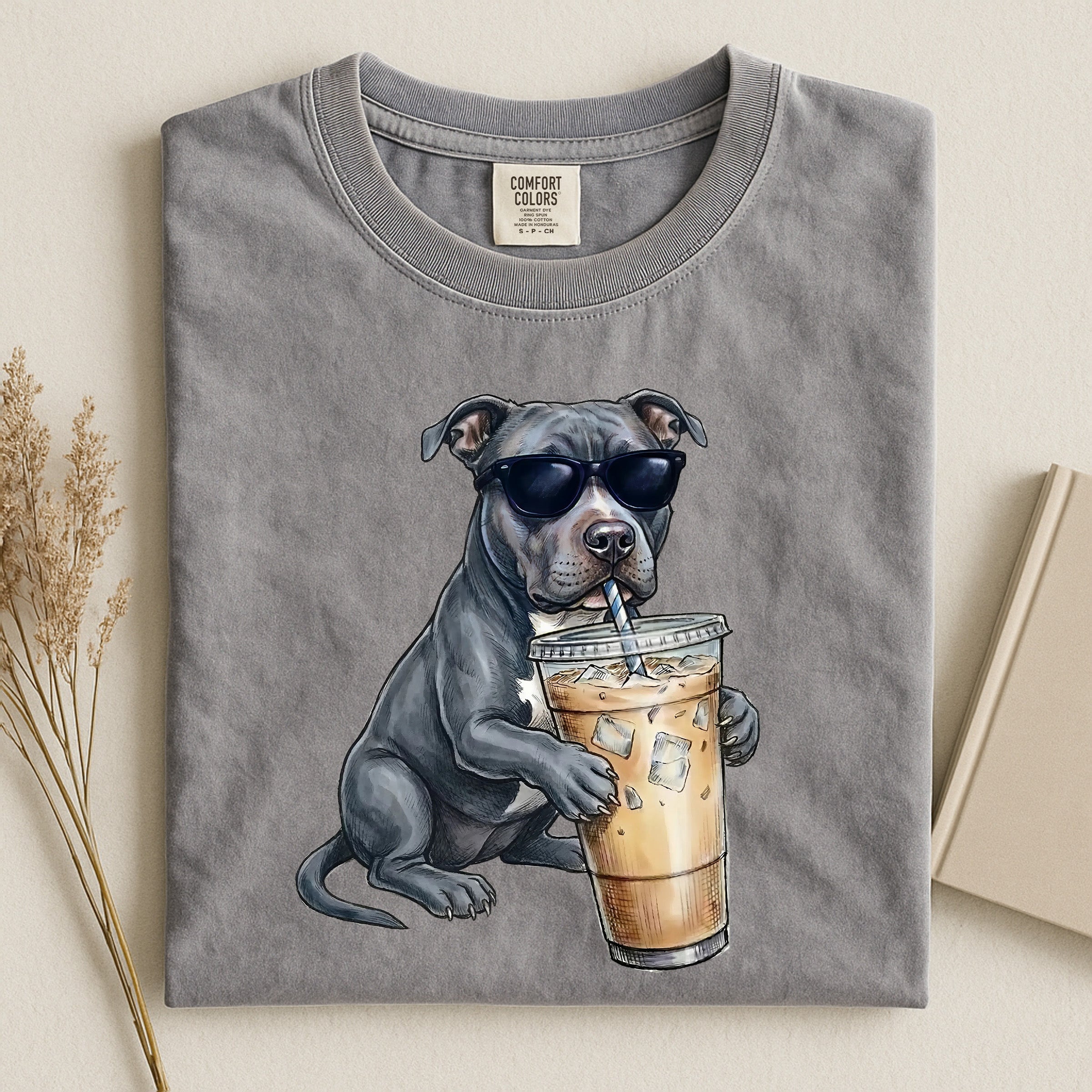 Cool Pitbull Drink Coffee Comfort T-shirt