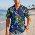 Custom Name Navy Parrot Print Hawaiian Shirt