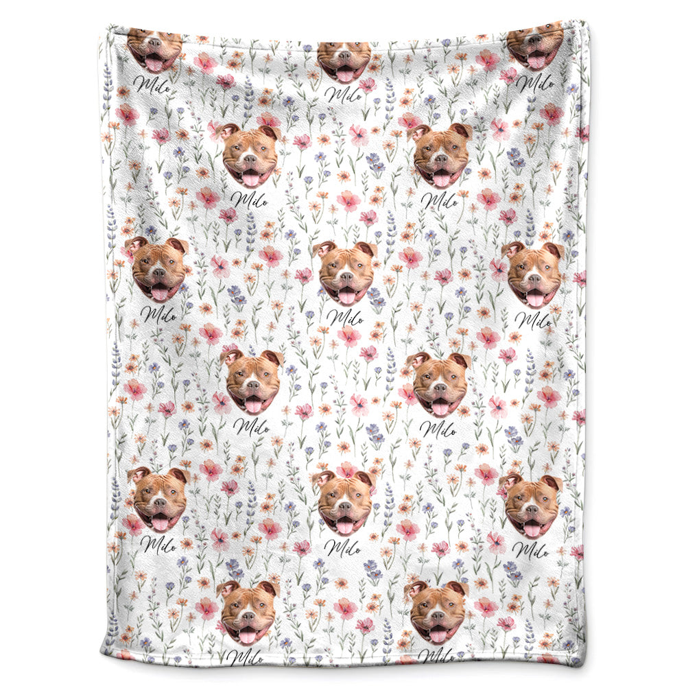 Personalized Dog Floral Cozy Blanket