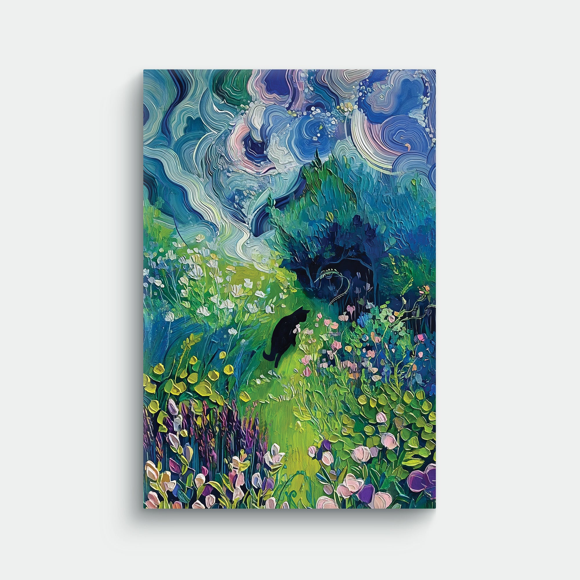 Cat In The Garden Painting Art - Best Cat Canvas