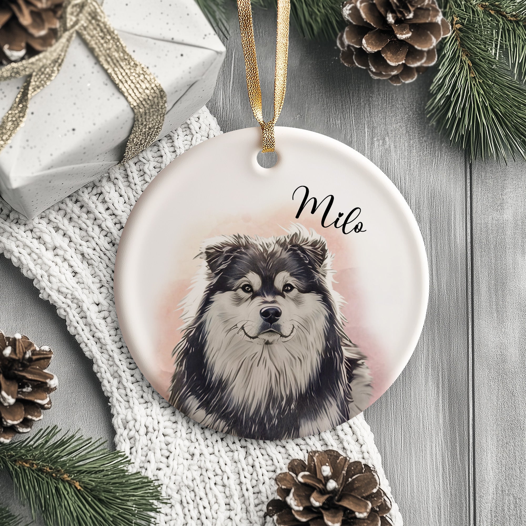 Personalized Watercolor Dog Ornament 1410