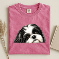 Black And White Shi Tzu Face Comfort Color T-shirt