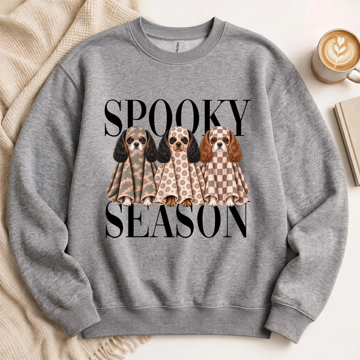 Boo Cavalier King Charles Spaniel Spooky Season Unisex Crewneck Sweatshirt