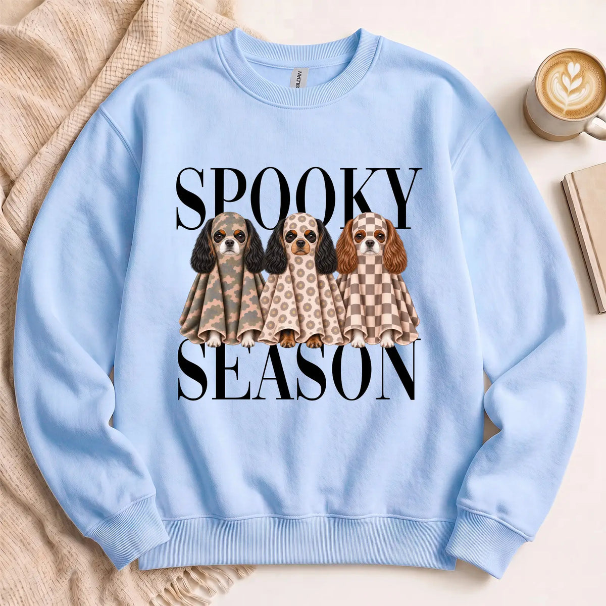 Boo Cavalier King Charles Spaniel Spooky Season Unisex Crewneck Sweatshirt
