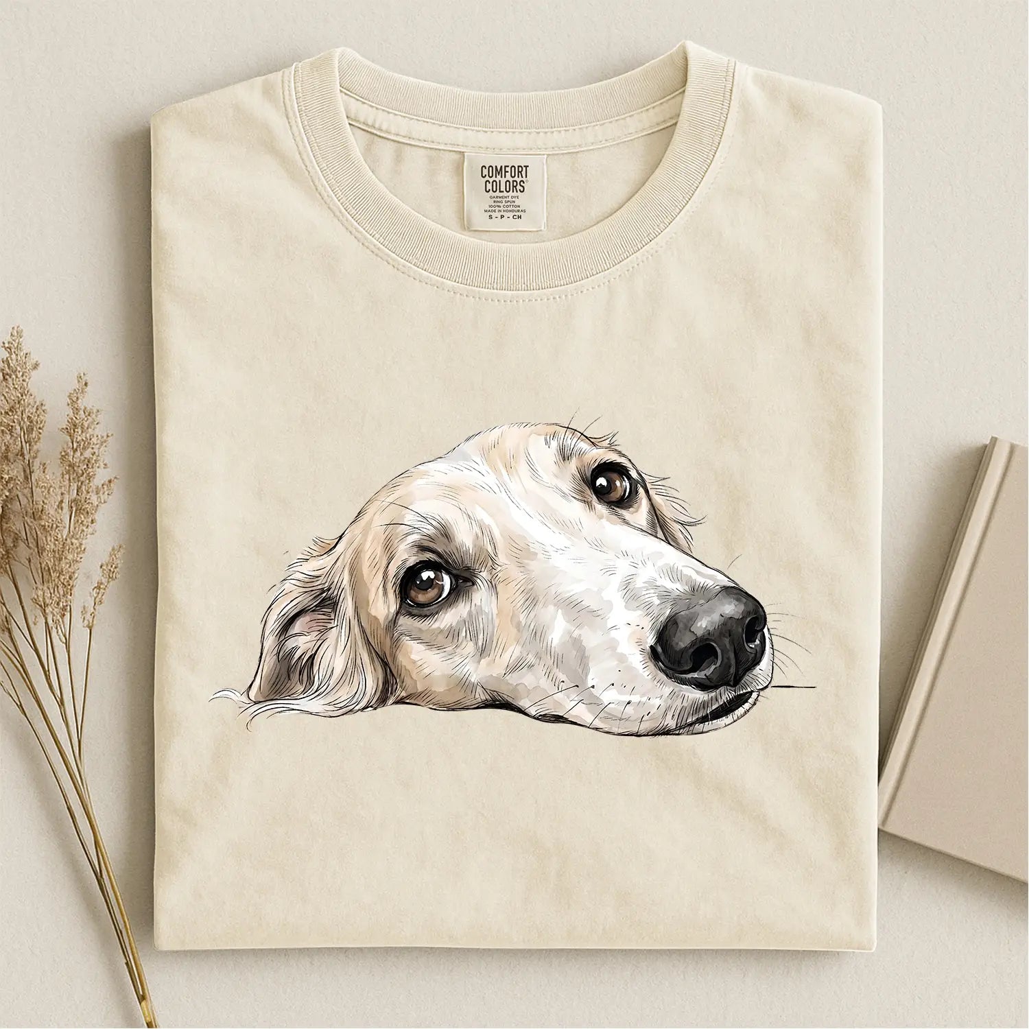 Borzoi Face Comfort Color T-shirt