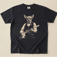 Chihuahua Plays Guitar Comfort Color T-shirt.