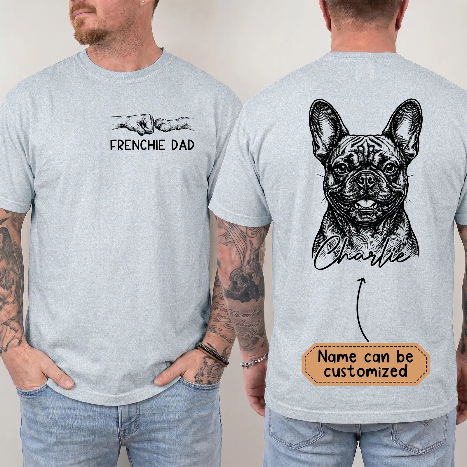 Custom Name Frenchie Dad Comfort Color T-shirt