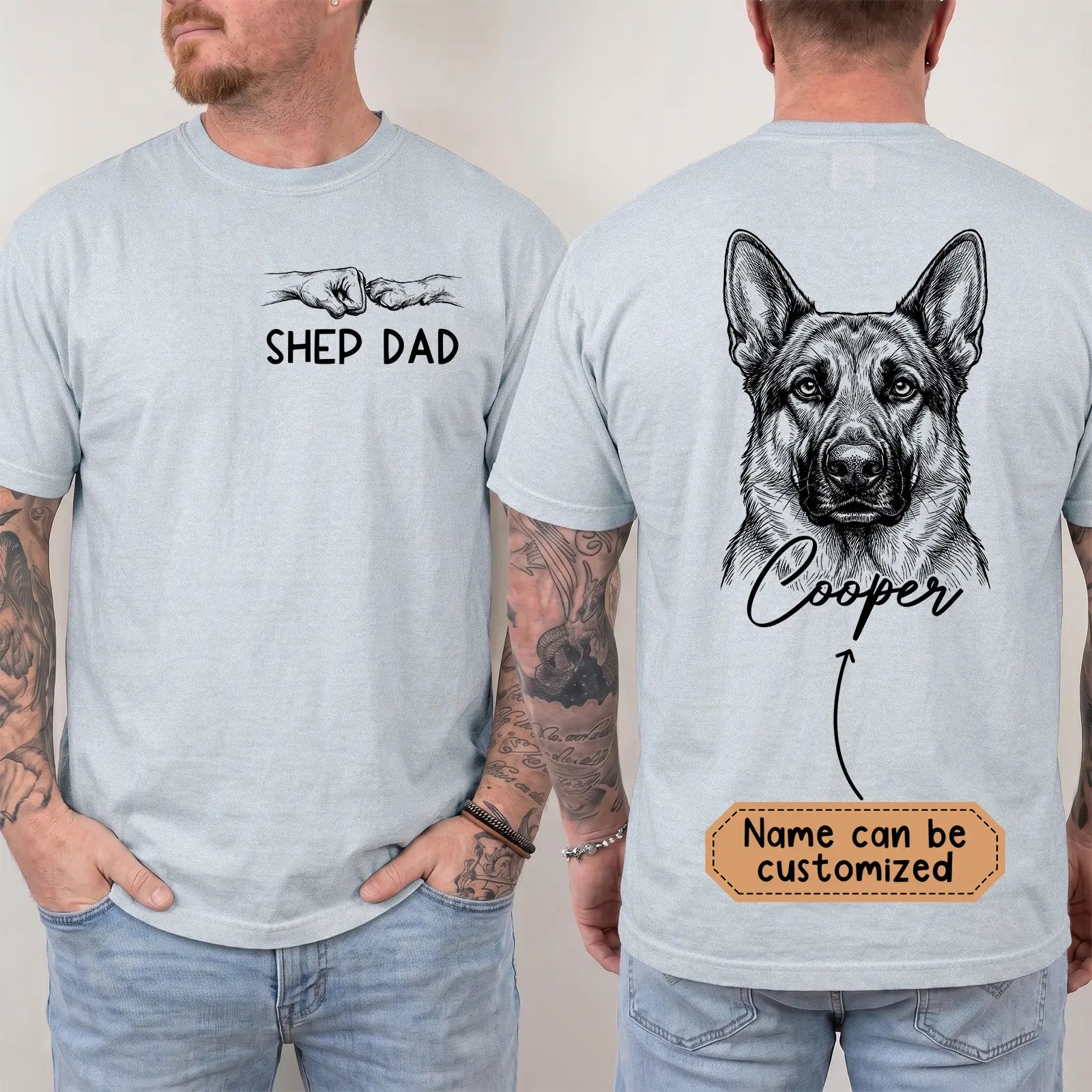 Custom Name German Shepherd Dad Comfort Color T-shirt