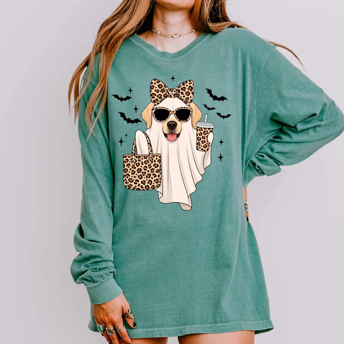 Cute Labrador Boo Comfort Color Unisex Long Sleeve T-shirt