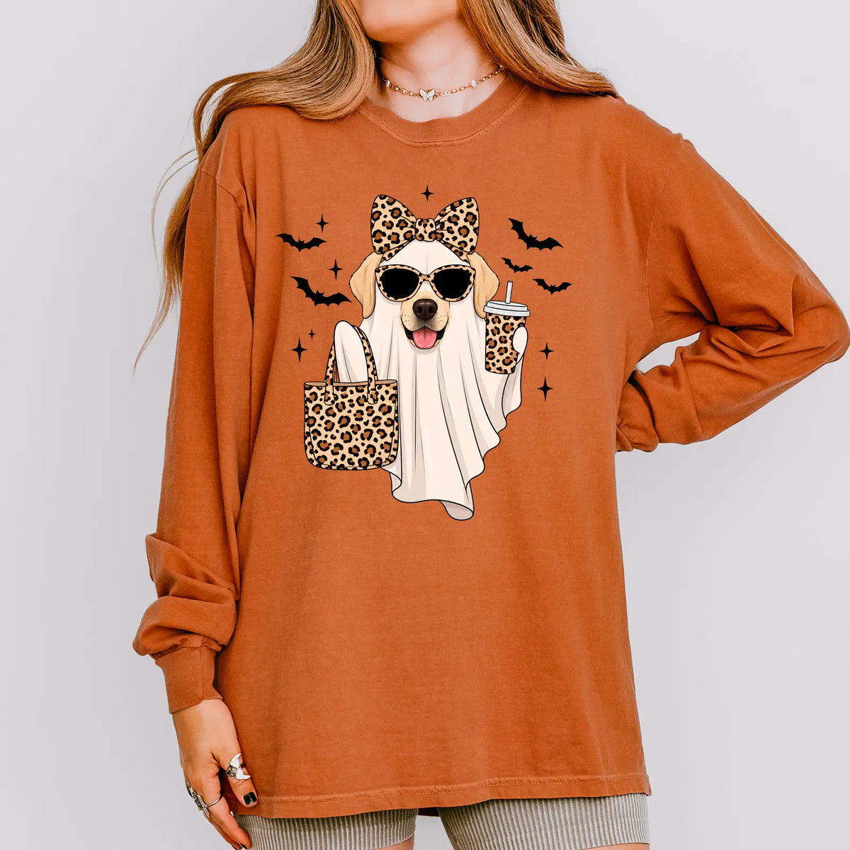 Cute Labrador Boo Comfort Color Unisex Long Sleeve T-shirt