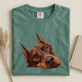 Red Doberman Pinscher Face Comfort Color T-shirt