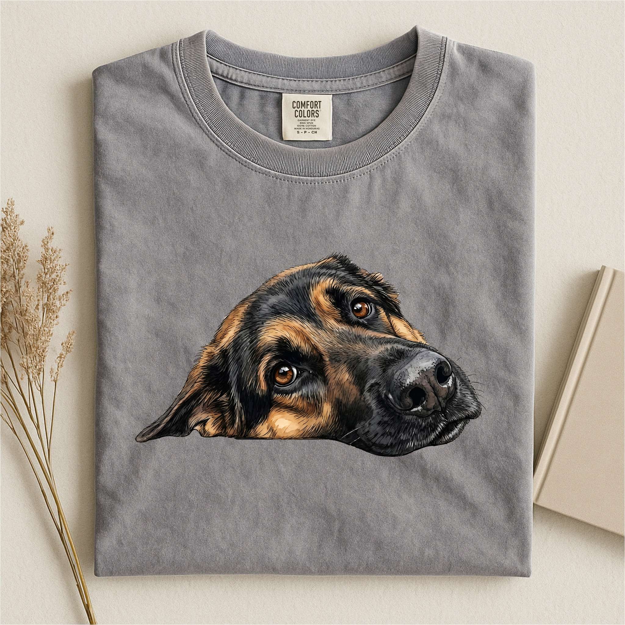 German Shepherd Face Comfort Color T-shirt