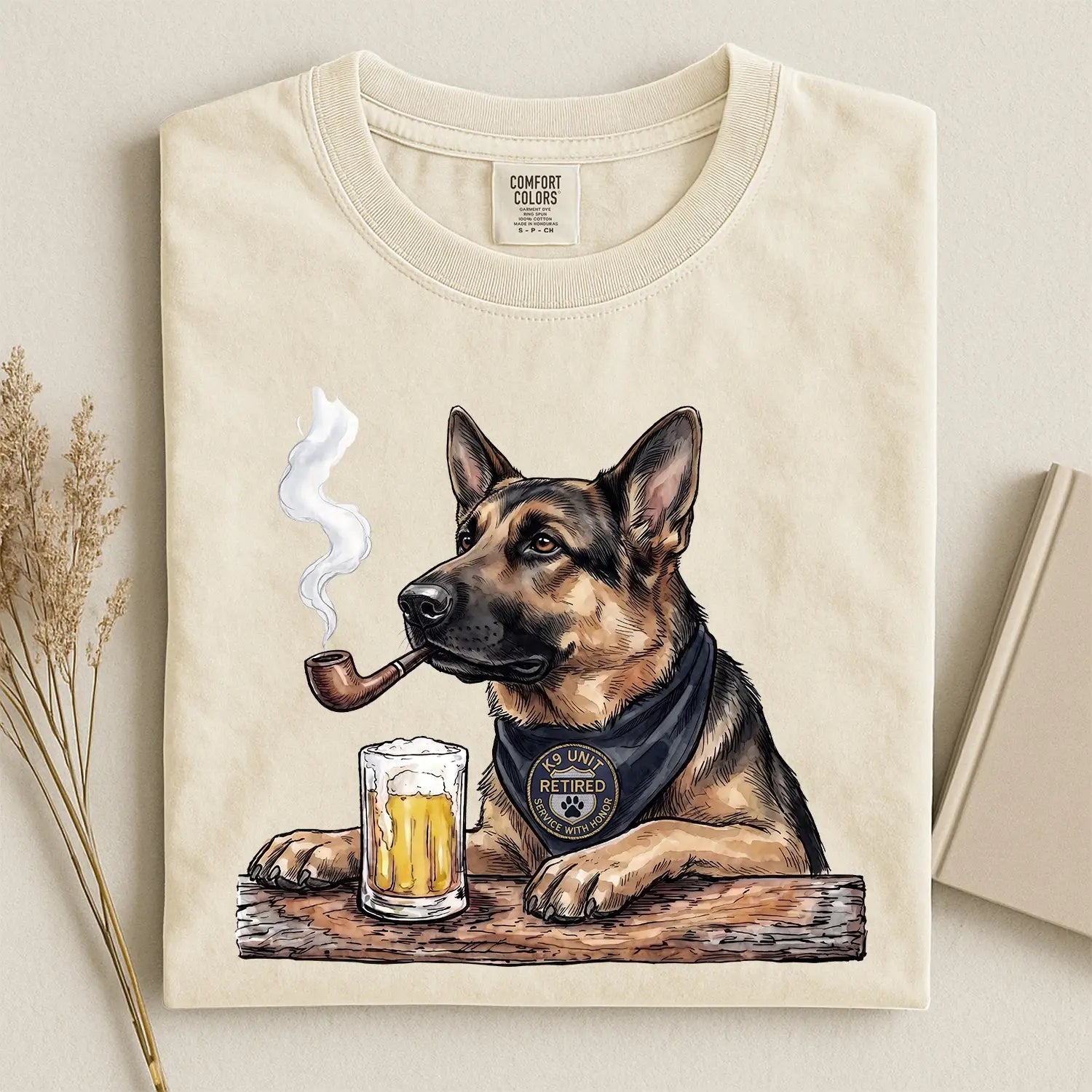 German Shepherd With Beer Comfort Color T-shirt