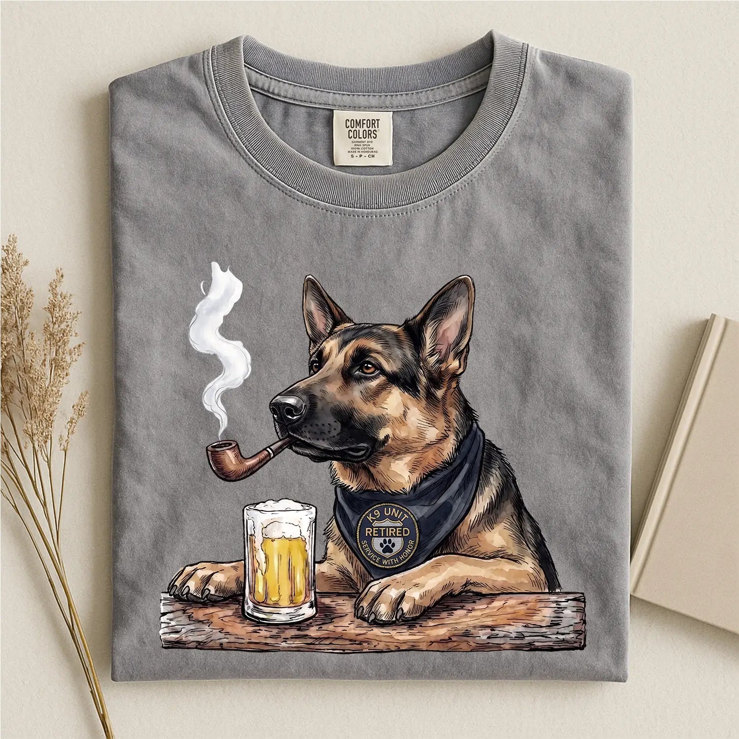 German Shepherd With Beer Comfort Color T-shirt