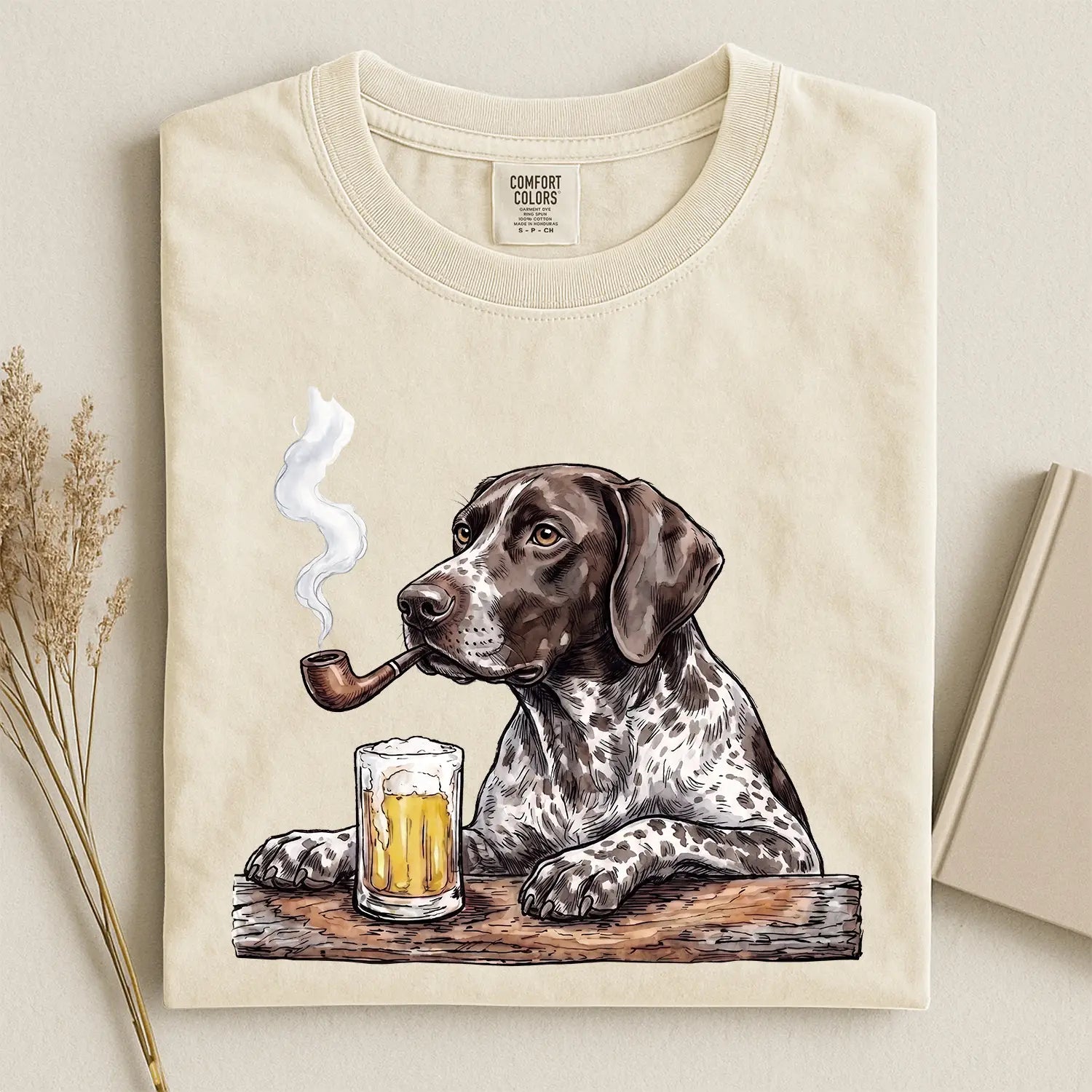 German Shorthaired Pointer With Beer Comfort Color T-shirt