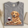 Golden Retriever And Wine Comfort Color T-shirt