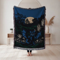Midnight Bat Cat Woven Blanket