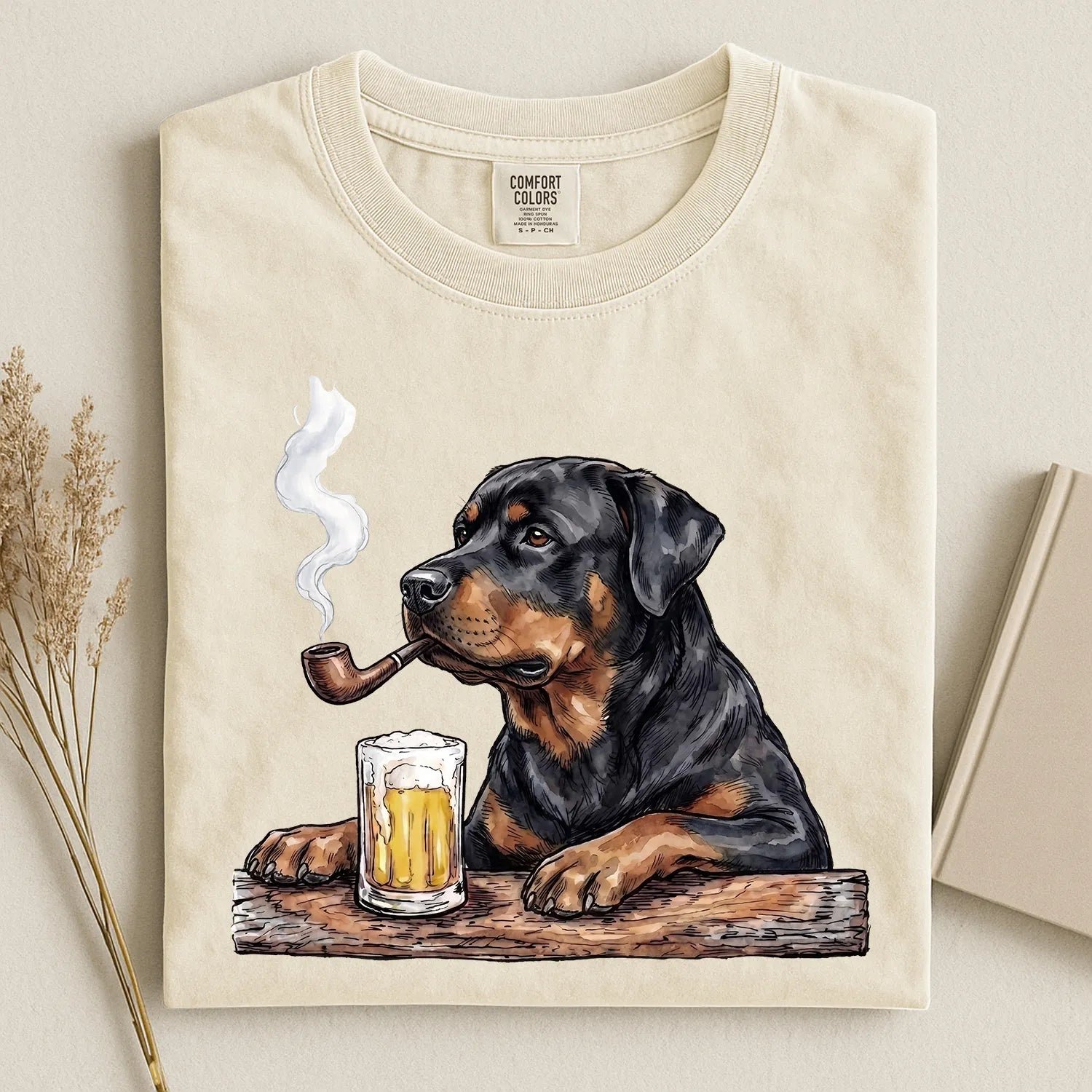 Rottweiler With Beer Comfort Color T-shirt