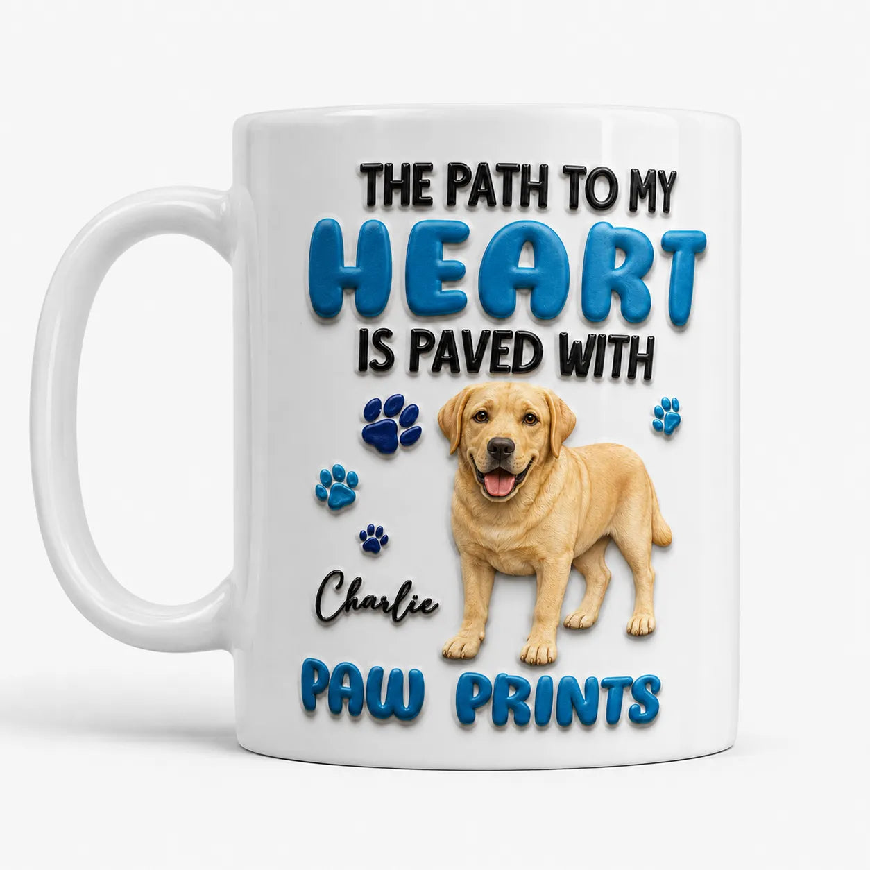 The Path To My Heart - Yellow Labrador White Mug - Faux 3D Mug