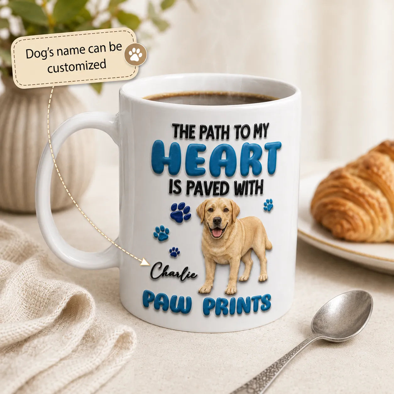 The Path To My Heart - Yellow Labrador White Mug - Faux 3D Mug