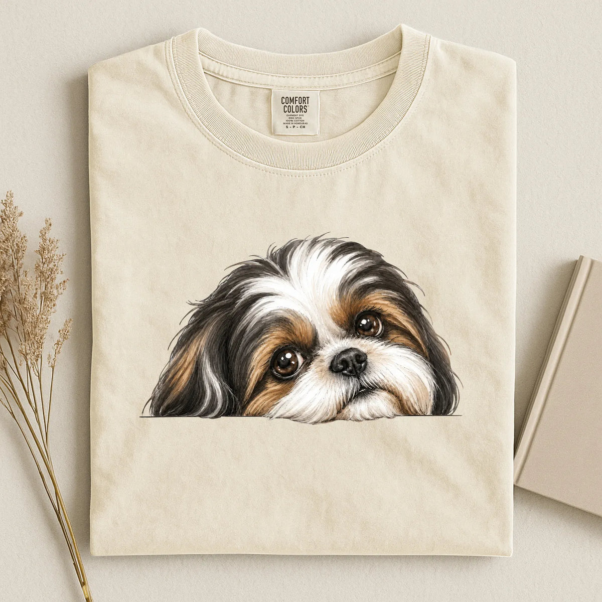 Tri-color Shih Tzu Face Comfort Color Unisex T-shirt