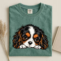Peeking Tricolor Cavalier King Charles Spaniel Comfort Color Unisex T-shirt