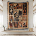 Vintage Spooky Halloween Collage Woven Blanket