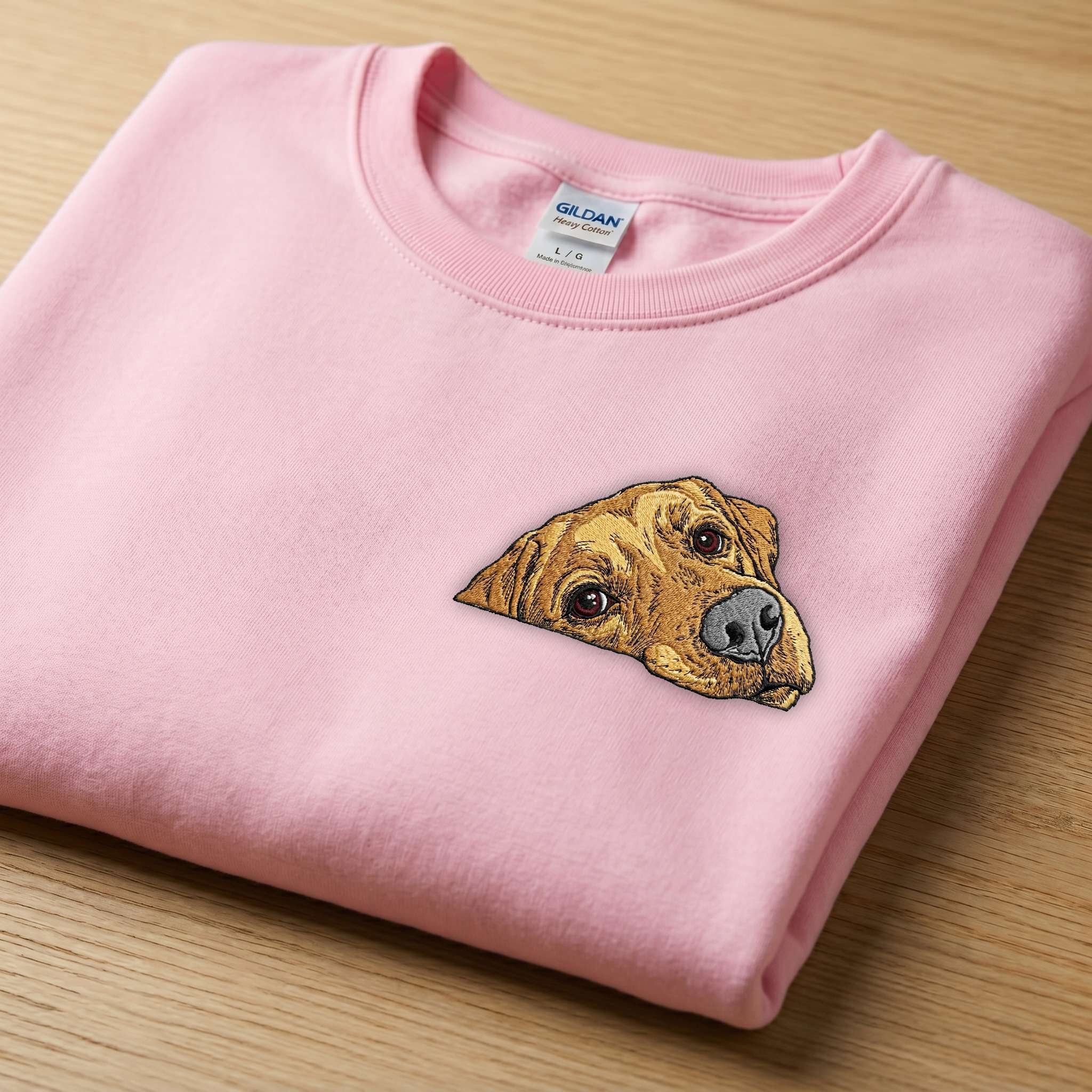 Yellow Labrador Face Embroidered Unisex T-shirt.