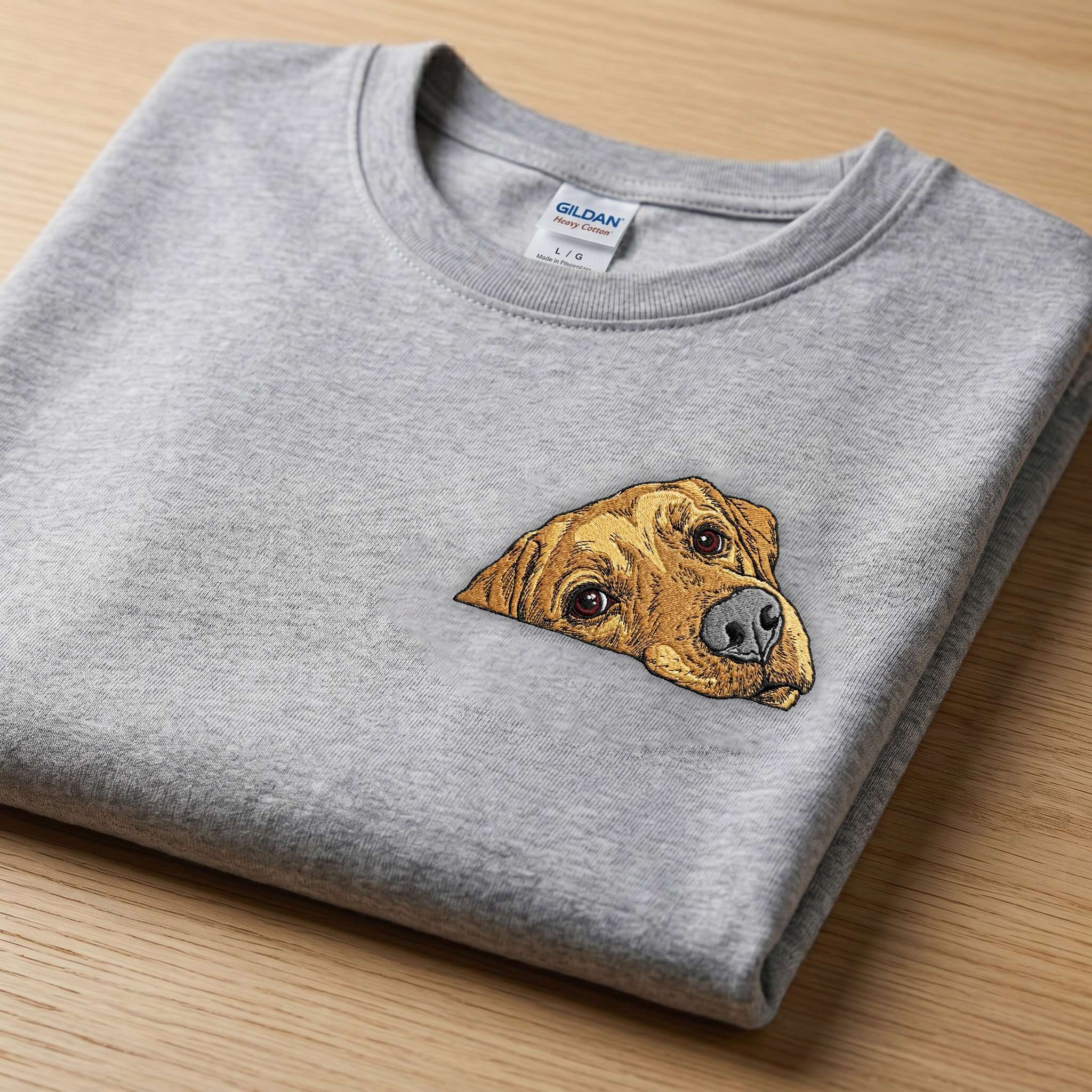 Yellow Labrador Face Embroidered Unisex T-shirt.