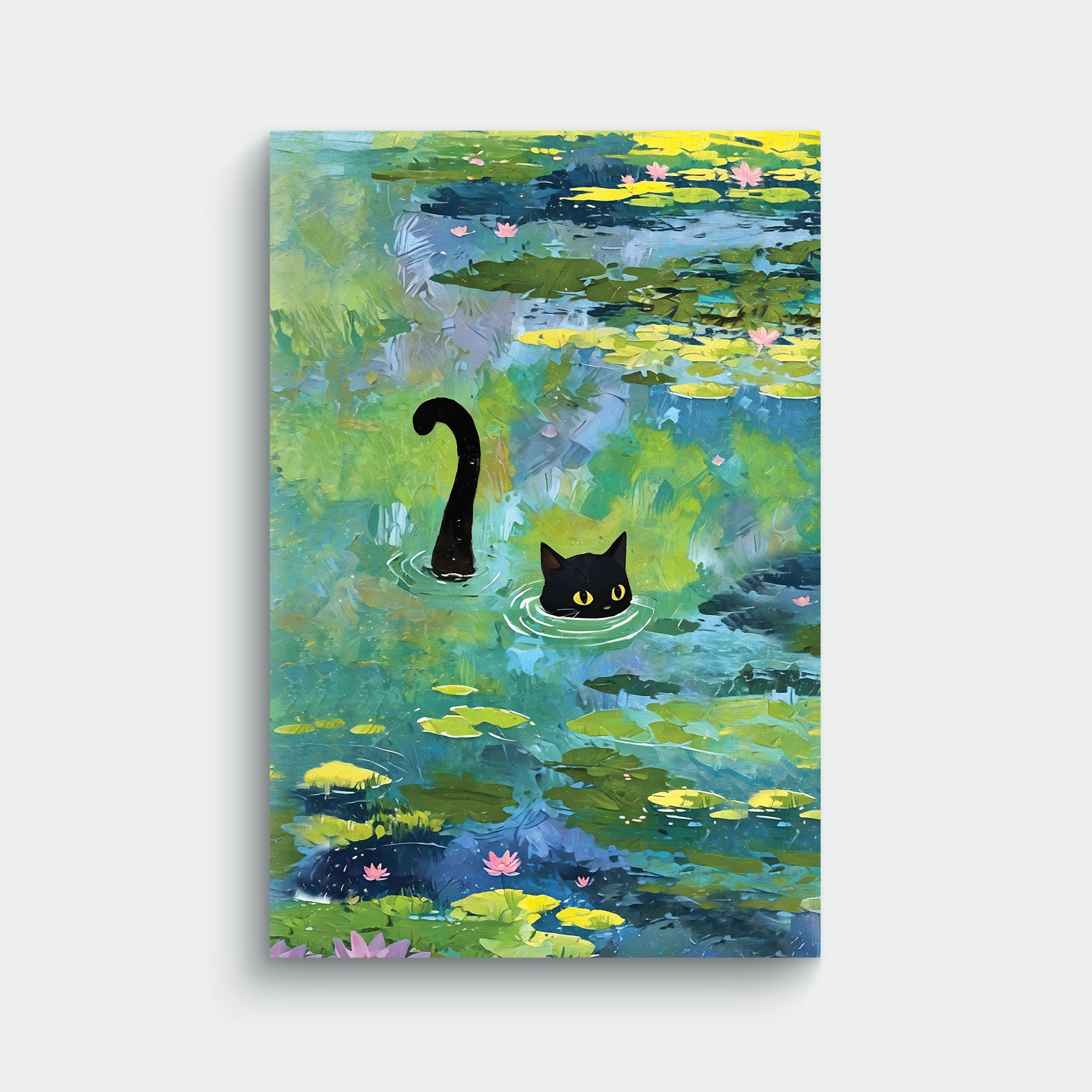 Cat In Lotus Pond Canvas - Best Cat Canvas