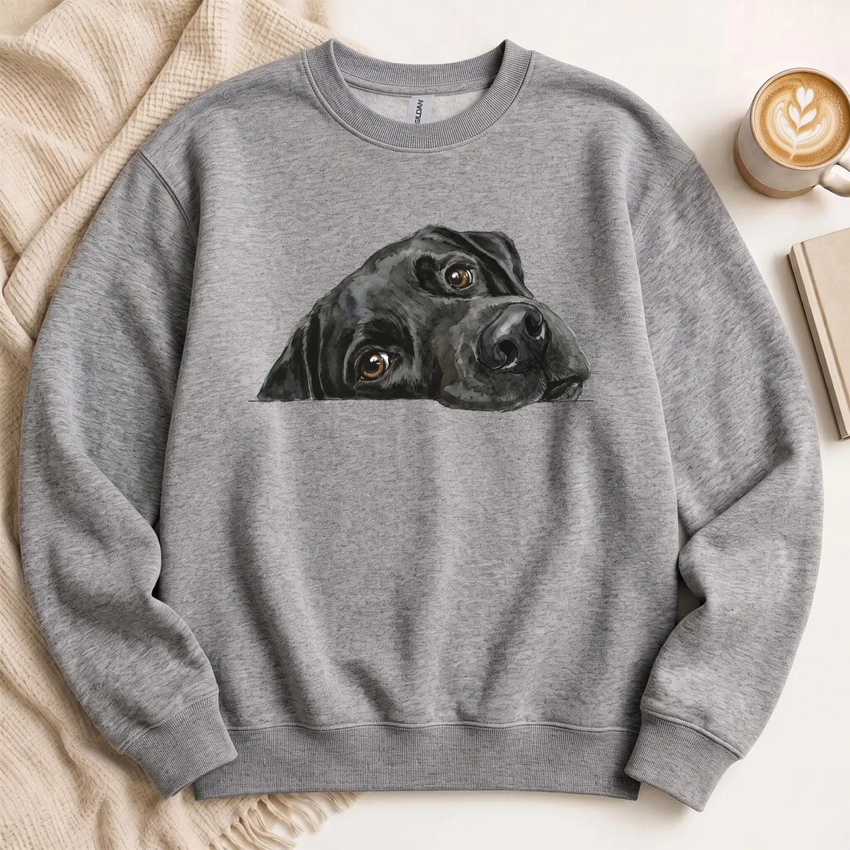 Black Labrador Face Unisex Crewneck Sweatshirt
