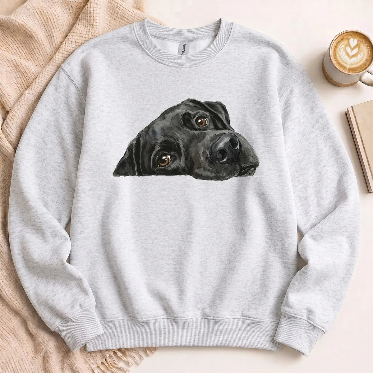 Black Labrador Face Unisex Crewneck Sweatshirt