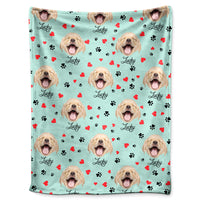 Personalized Dog Head And Paws Cozy Blanket